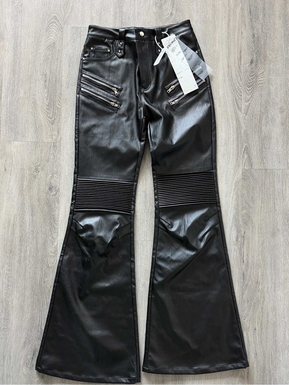 Faux Leather Black bootleg Moto Pants